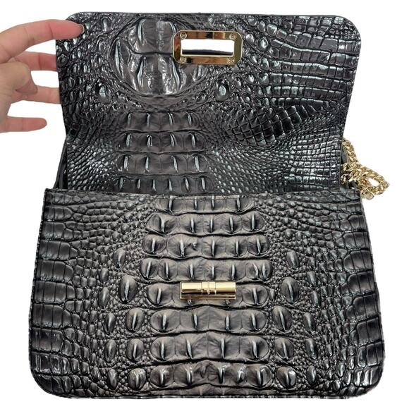 Brahmin Rosalie Leather Crossbody Bag Norcturnal Melbourne Charcoal Gray - Picture 13 of 16